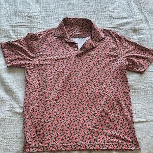 Rhoback Red and Black Floral Polo Shirt